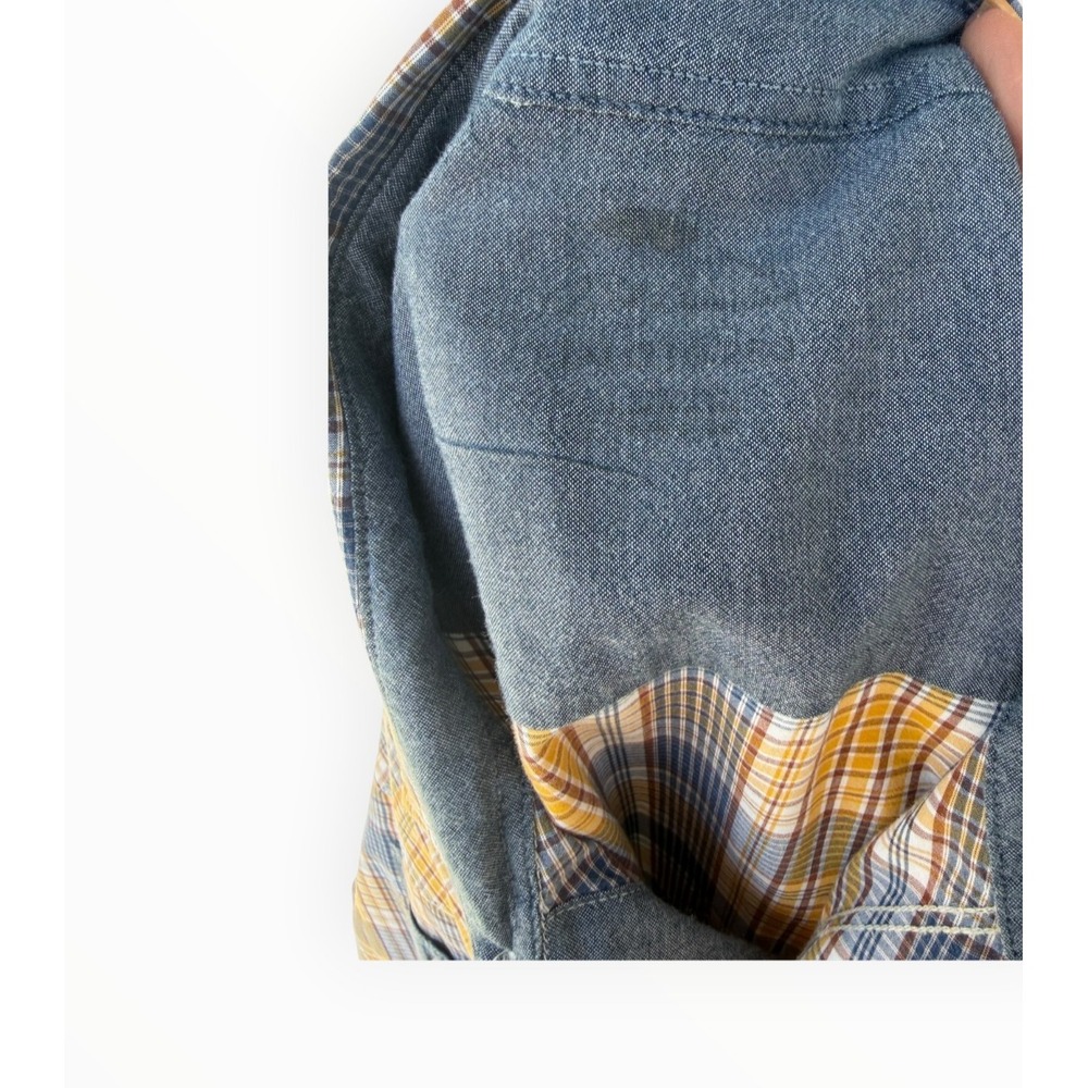 Bob Timberlake Mens 2XL Plaid Shirt 100% Cotton Blue Mustard Long Sleeve Button - Picture 8 of 12